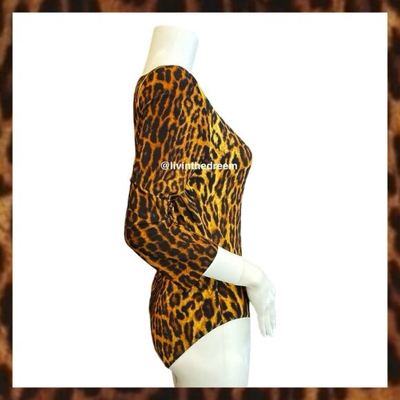 #T163 NWOT NORMA KAMALI Women's Pantera Leopard Print Scoop Neck Bodysuit $145 - Picture 13 of 16